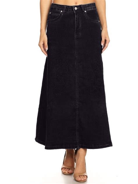 Womens Plus Junior Size Mid Rise A Line Long Jeans Maxi Denim Skirt Ebay