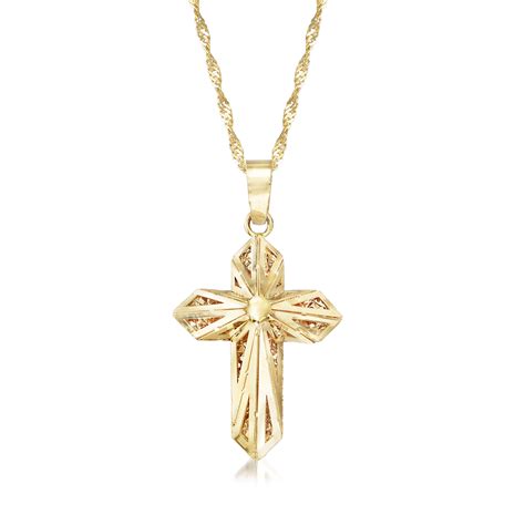 Ross Simons Ross Simons Kt Yellow Gold D Cross Pendant Necklace