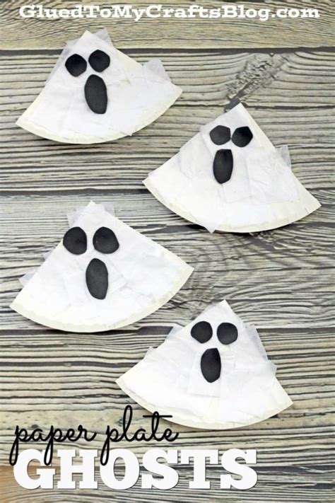 Paper Plate Ghosts Kid Craft For Halloween Halloween Crafts For