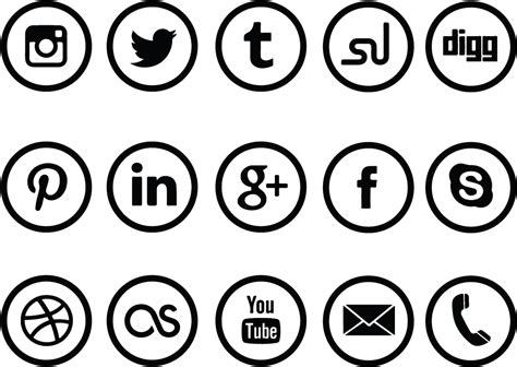 Circle White Social Media Icons