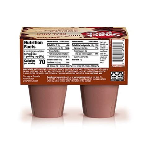 Snack Pack Sugar Free Chocolate Pudding Cups 4 Count 12 Pack Pricepulse