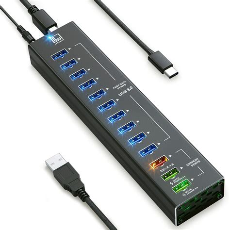 Zldgyg Smdmm Usb Hub 10 Port Abs Usb20 Hub With 12v Power Adapter High