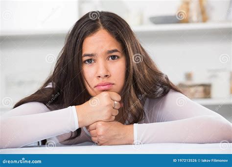 Portrait Of Young Female Sad And Thinking Stock Photo Image Of