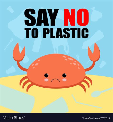 Stop Plastic Pollution Banner Image Cartoon Vector Image