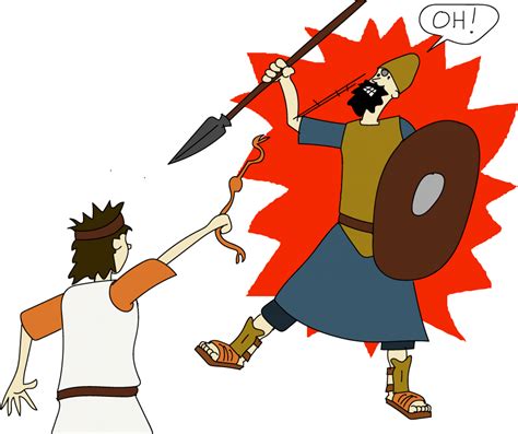 As Goliath Attacked David Ran Towards Him Cartoon Clipart Full