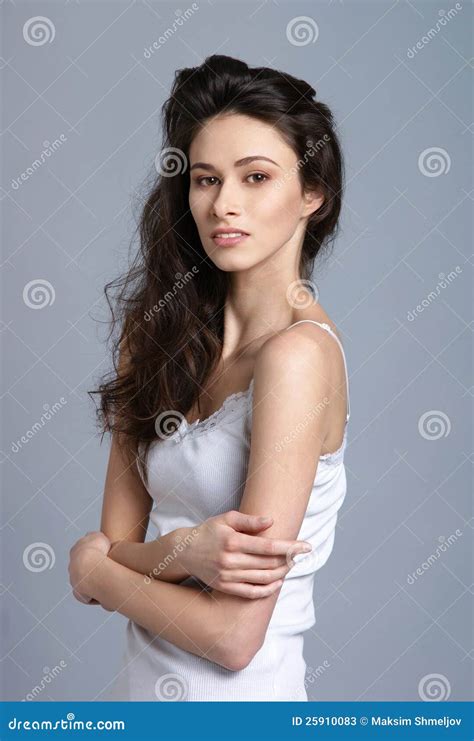 Fashion Shoot Of A Young Brunette Caucasian Woman Stock Image Image Of Hair Light 25910083