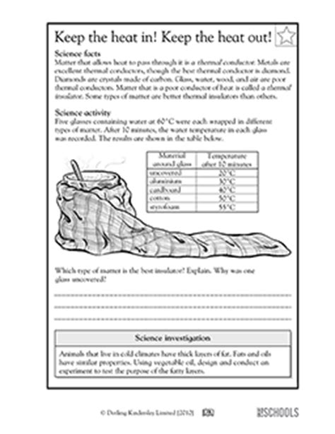 5th grade Science Worksheets: Keep the heat in! Keep the ...