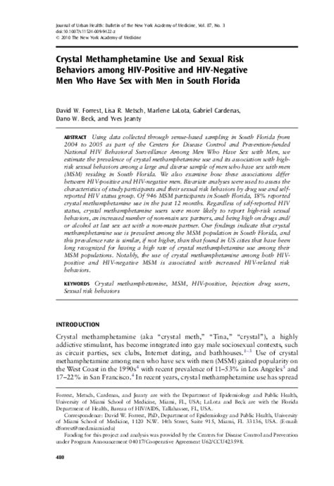 Pdf Crystal Methamphetamine Use And Sexual Risk Behaviors Among Hiv