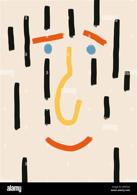 Minimalist And Funny Guy Face Bauhaus Design Trendy And Child Art For
