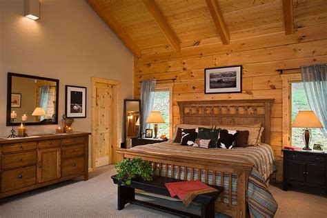 Painting your interior log walls is quite an adventure if you decide on a diy project. Master bedroom with exposed heavy timber vaulted ceiling ...