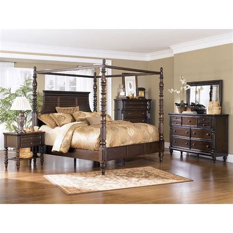 Loved this bench before and it seemed it would match our new bedroom set color wise. Key Town Canopy Bedroom Set Millennium | FurniturePick