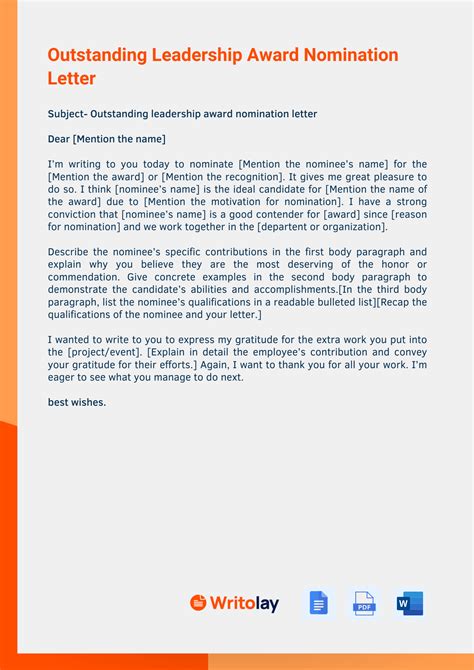 How To Write A Nomination Letter 16 Free Templates Writolay