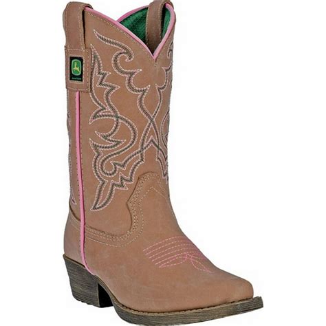 John Deere John Deere Western Boots Girls Cowboy Fancy Stitch Snip