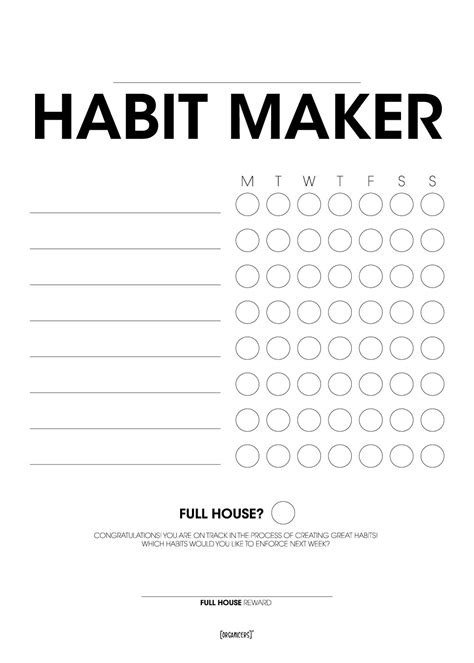 One Week Habit Maker Habit Making Poster Organicers Organize