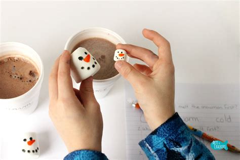 Hot Cocoa And Marshmallows Melting Snowman Activity For Winter