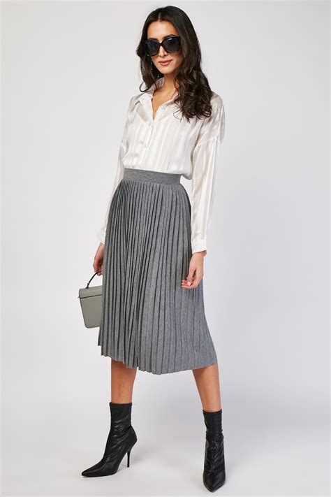 Grey Midi Pleated Skirt Just 7