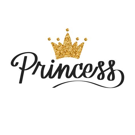 Princess Lettering With Gold Glitter Crown Calligraphic Inscription