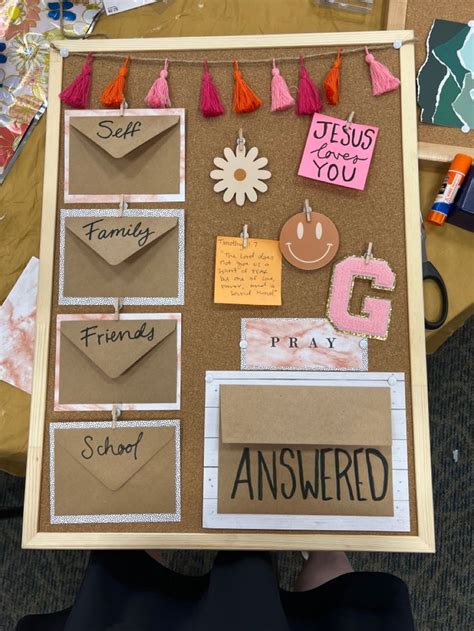 A Bulletin Board That Has Been Decorated With Different Things On It