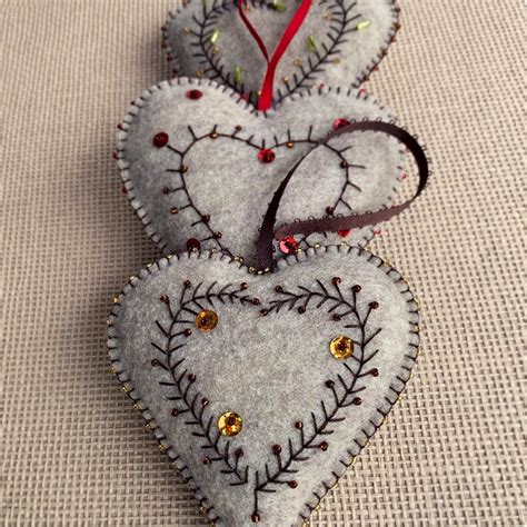 Elegant Felt Heart Ornament Gift Decoration Etsy