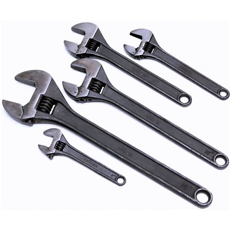 Adjustable Wrench with Black Phosphate Finish & Metric Scale