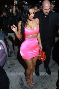 Kim Kardashian In A Sexy Pink Dress Arrives At Craigs Restaurant In