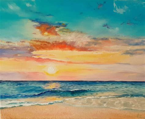 Amomentofjoyart In 2021 Sunset Painting Sky Painting Beach Sunset