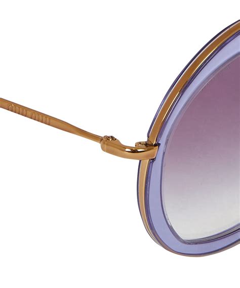Lyst Miu Miu Purple Translucent Oversize Round Sunglasses In Purple