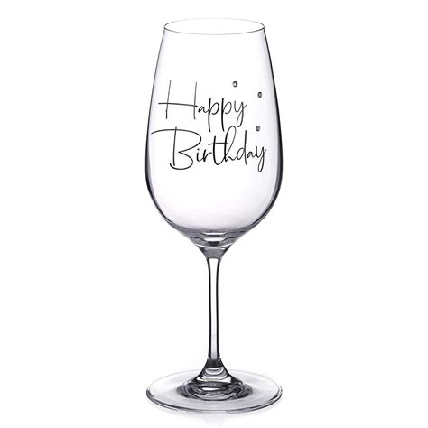 Happy Birthday Wine Glass Adorned With Swarovski Crystals Single Glass Diamante Home