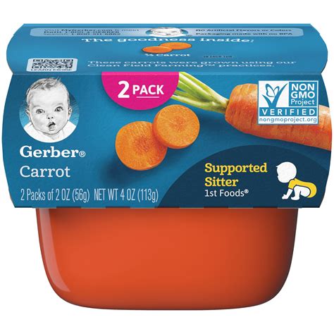 Pack Of 8 Gerber 1st Foods Baby Food Carrot 2 2 Oz Tubs