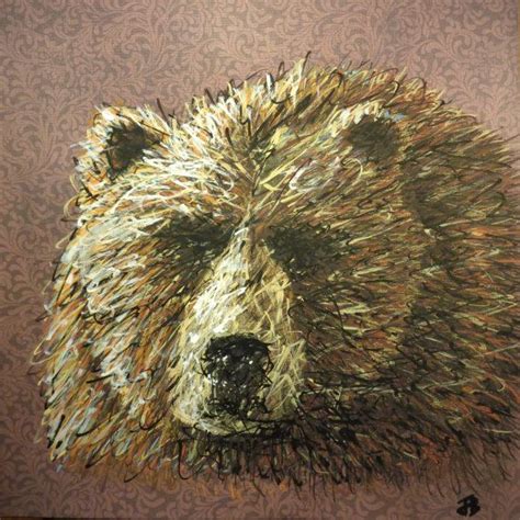 Original Abstract Grizzly Bear Painting Painted On By Jimbosart Bear