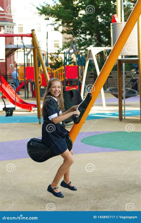 Teen Girl On Playground Stock Image Image Of People 145895717