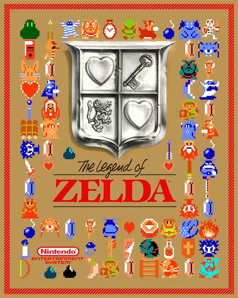 The Legend Of Zelda Nes Sprite Box Art Poster Art Print 24x18 Box