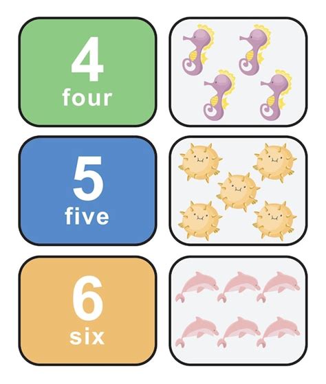 Premium Vector Cute Colourful Numbers Flashcard For Kids Learning To