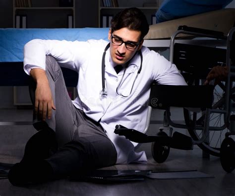 Doctor Working Night Shift In Hospital After Long Hours Stock Image Image Of Clinic Intern