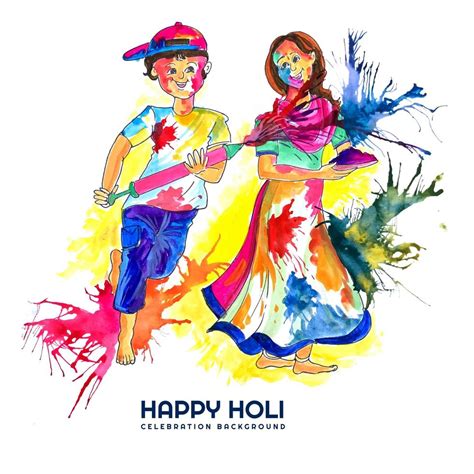 People Celebrating Holi With Paint Splashesh 701672 Vector Art At Vecteezy