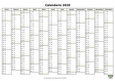 Calendario 2020 Para Imprimir En Pdf