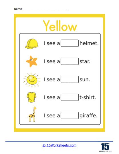 Free Printable Color Yellow Worksheets