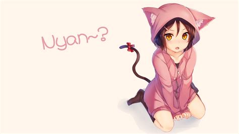 Wallpaper Illustration Nekomimi Anime Girls Cat Girl Brunette Hoods Cartoon Original
