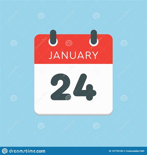 Icon Day Date 24 January Template Calendar Page Stock Vector