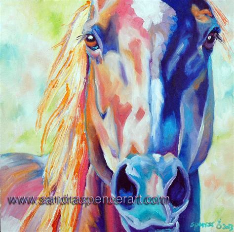 Original Oil Painting Colorful Horse Art 12x12 Bright And