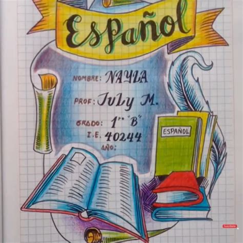 Portadas de español libretas dibujos carátulas primaria secundaria
