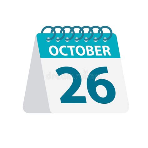 October 26 Calendar Icon Vector Illustration Of One Day Of Month