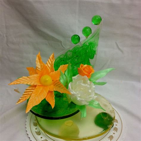 Sugar Sculpture With Pulled Sugar Flowers And Blown Sugar Pulled