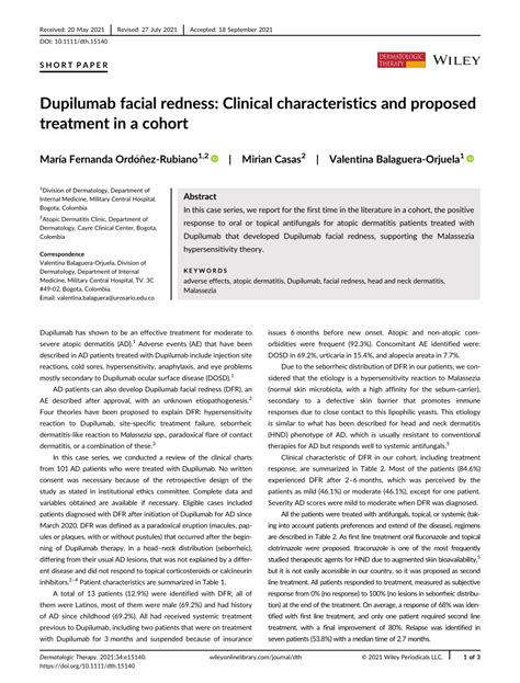 dupilumab facial redness clinical characteristics and proposed treatment in a cohort request pdf