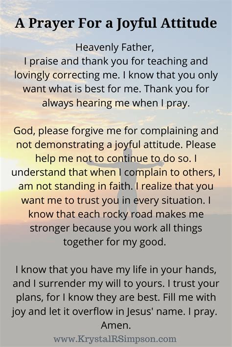 A Prayer For A Joyful Attitude Prayer For Guidance Good Prayers