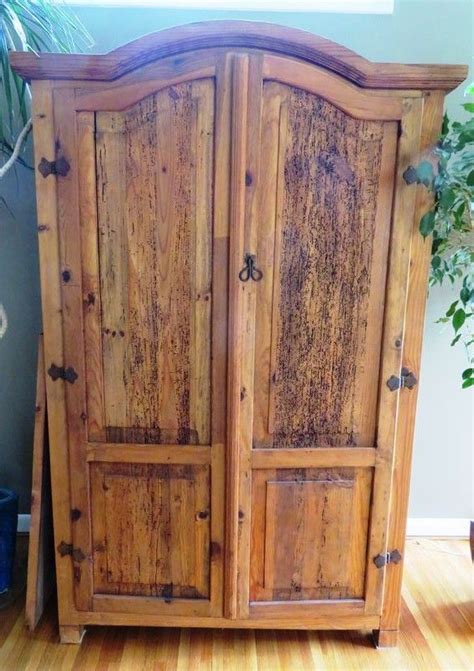 Pottery Barn Rustic Wooden Armoire Handsome Old World Looking Large
