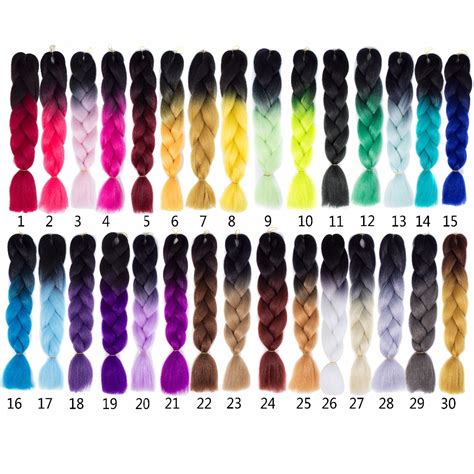 60 Color Ombre Expression Two Tone Kanekalon Jumbo Braiding Hair