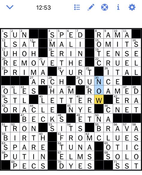 The New York Times Crossword Puzzle Solved: Thursday's New York Times