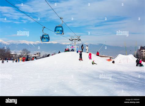 Bansko Bulgaria January Winter Ski Resort Bansko Attractions People Walking And