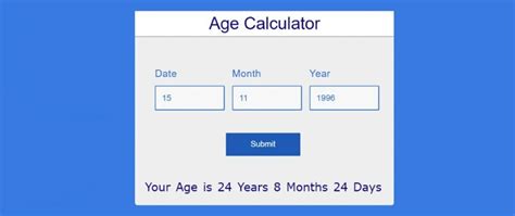 Javascript Age Calculator Calculate Age From Date Of Birth Dev